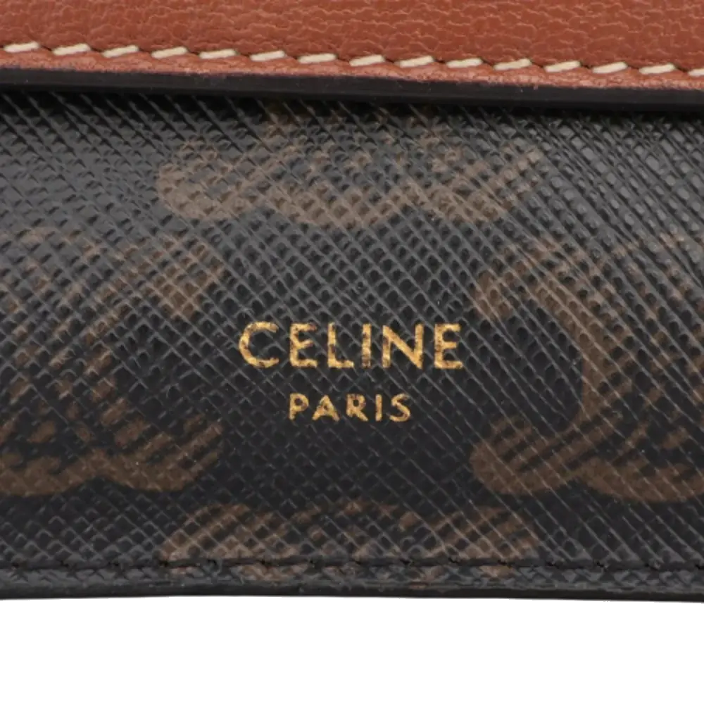 Pre-Loved Triomphe Wallet on Strap Crossbody Bag Triomphe Coated Canvas with Gold Hardware, Brown