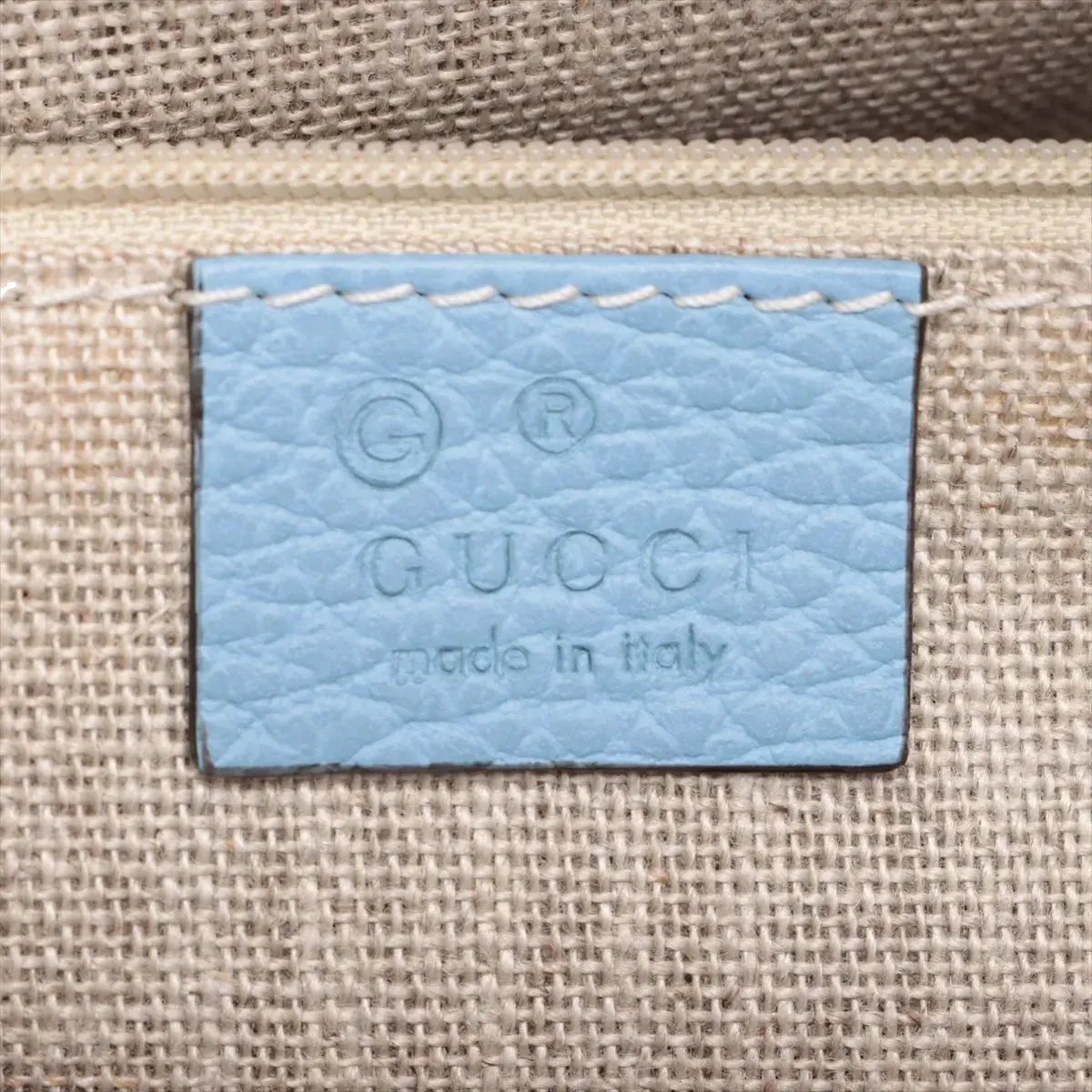Pre-Loved Interlocking G Charm Tote Leather with Gold Hardware, Light Blue