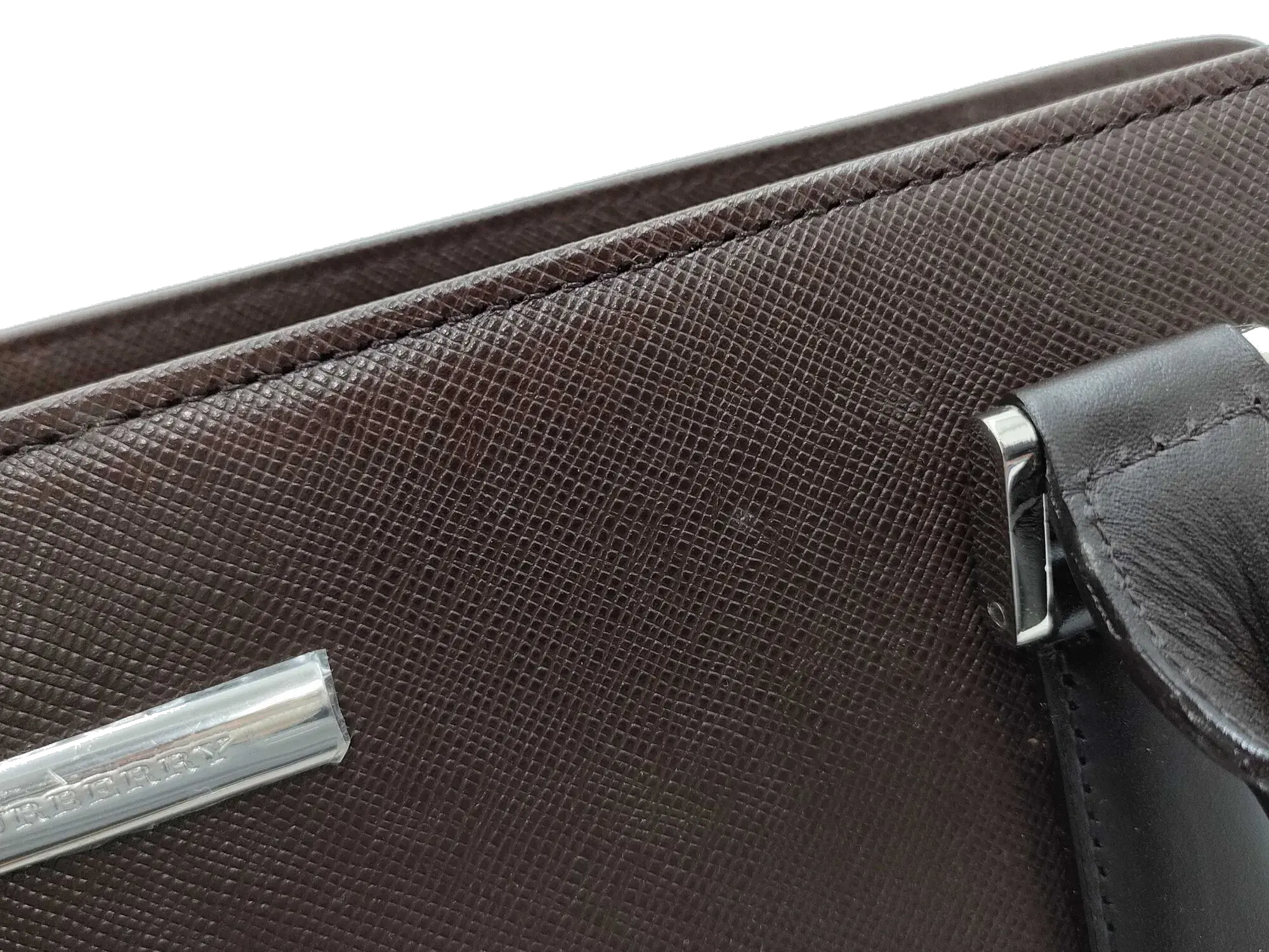 Pre-Loved Tote Leather with Silver Hardware, Dark Brown