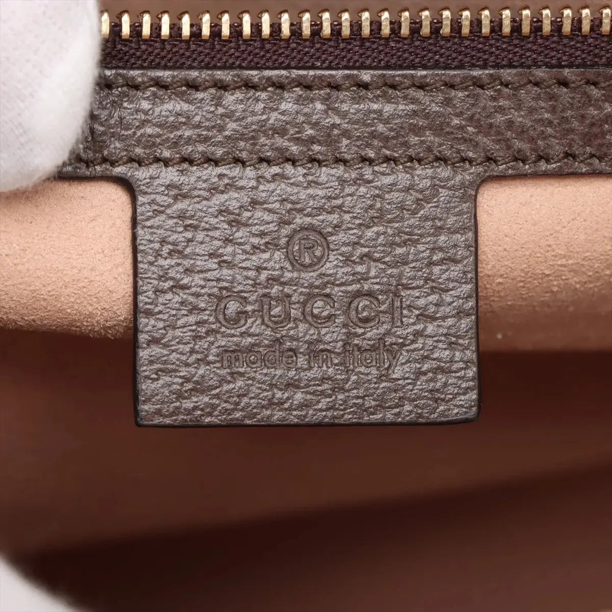 Pre-Loved Ophidia Handbag Monogram Coated Canvas Medium with Gold Hardware, Beige/Ebony