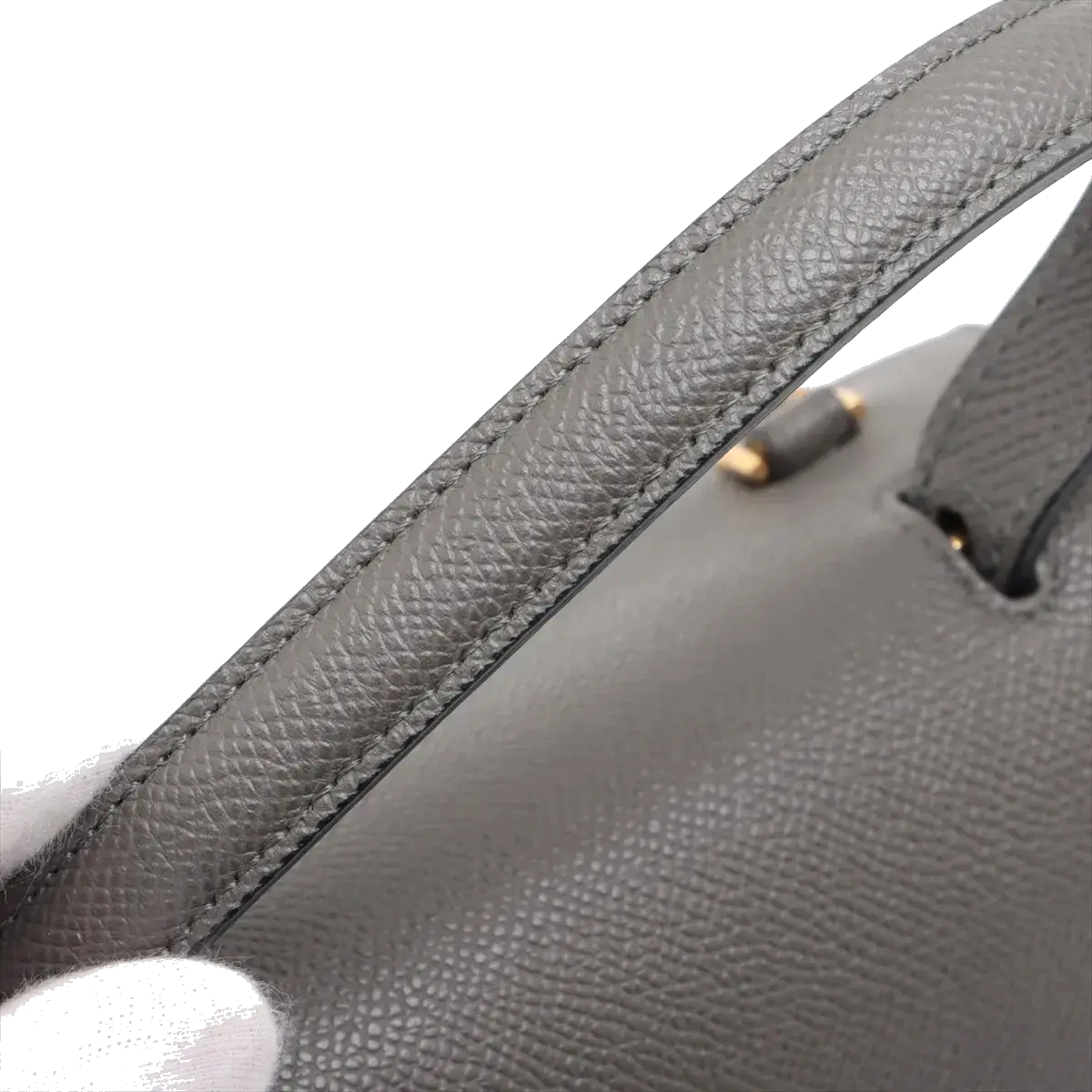 Pre-Loved Belt Bag Handbag Leather Micro with Gold Hardware, Grey