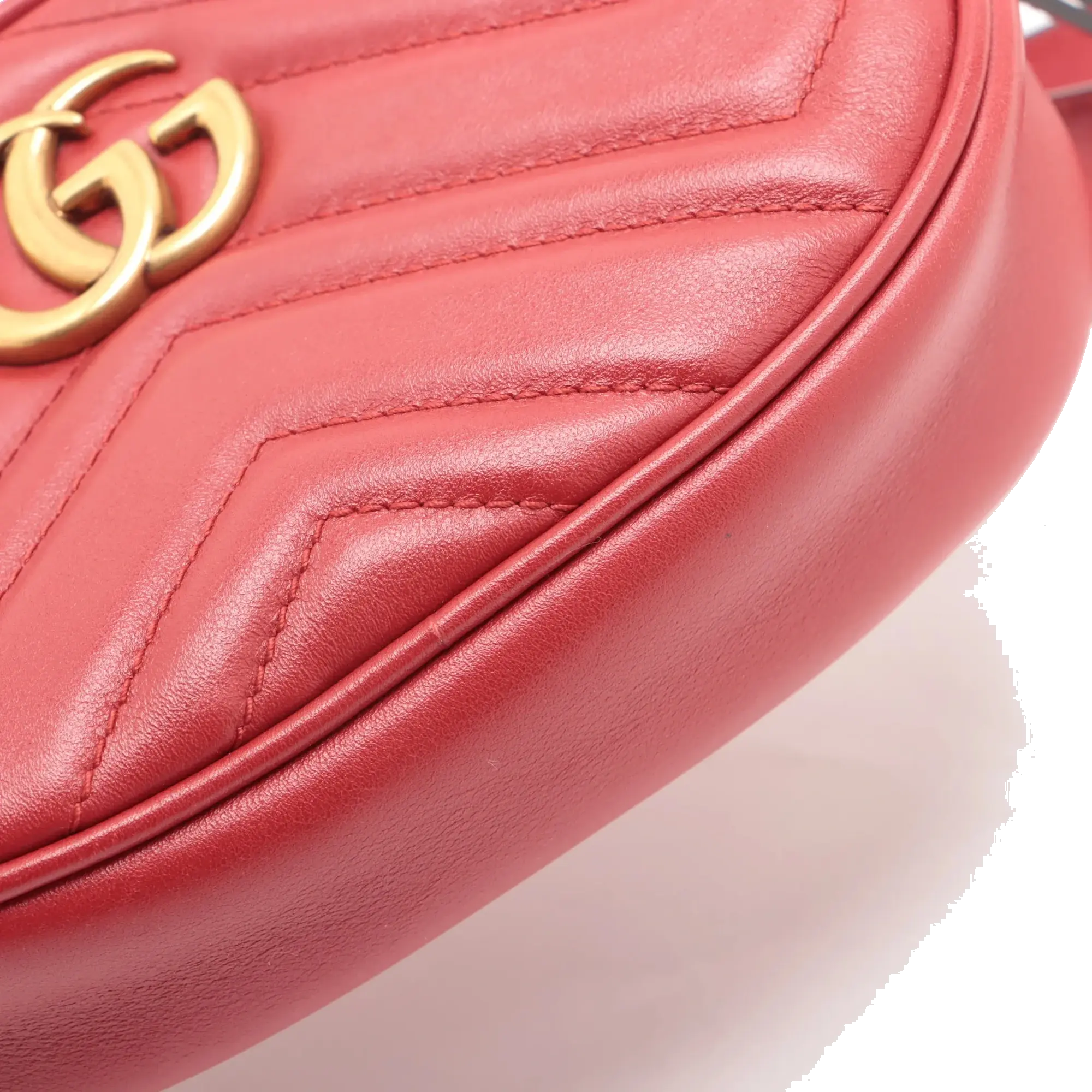 Pre-Loved GG Marmont Matelassé Belt Bag Quilted Leather with Aged Gold Hardware, Red