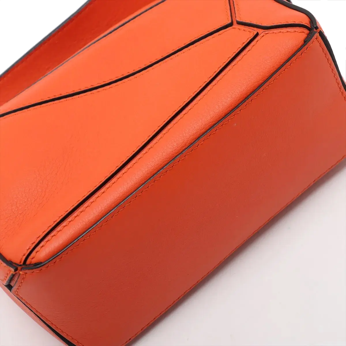 Pre-Loved Puzzle Handbag Leather Mini with Gold Hardware, Orange