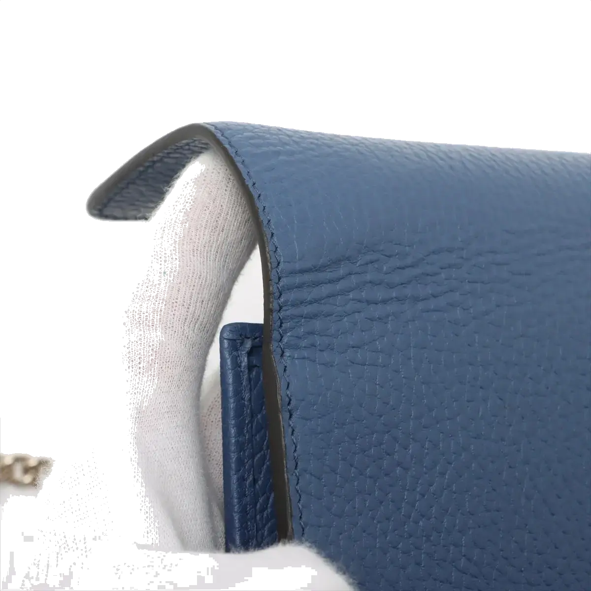 Pre-Loved Interlocking G Wallet on Chain Crossbody Bag Leather with Gold Hardware, Blue