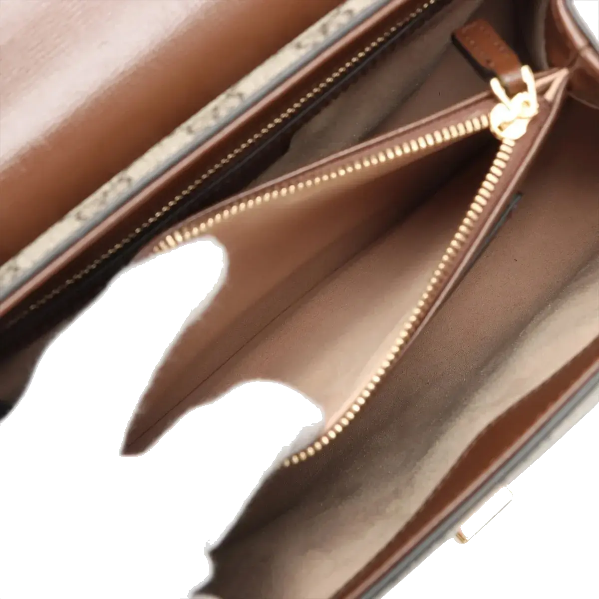 Pre-Loved Horsebit 1955 Handbag Monogram Coated Canvas with Gold Hardware, Beige/Brown