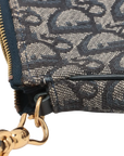 Pre-Loved Saddle Pochette Shoulder Bag Oblique Coated Canvas Mini with Gold Hardware, Navy Blue