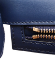 Pre-Loved Sylvie Shoulder Bag Leather Small with Gold Hardware, Navy Blue