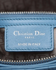 Pre-Loved Lady Dior Handbag Cannage Leather Large with Silver Hardware, Blue