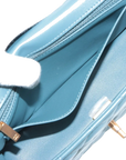 Pre-Loved Mini Flap Bag with Top Handle Handbag Quilted Leather Mini with Gold Hardware, Teal Blue