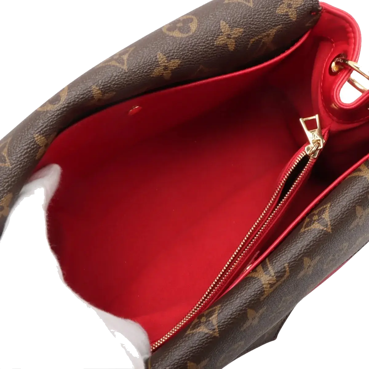 Pre-Loved Double V Handbag Monogram Leather with Gold Hardware, Red