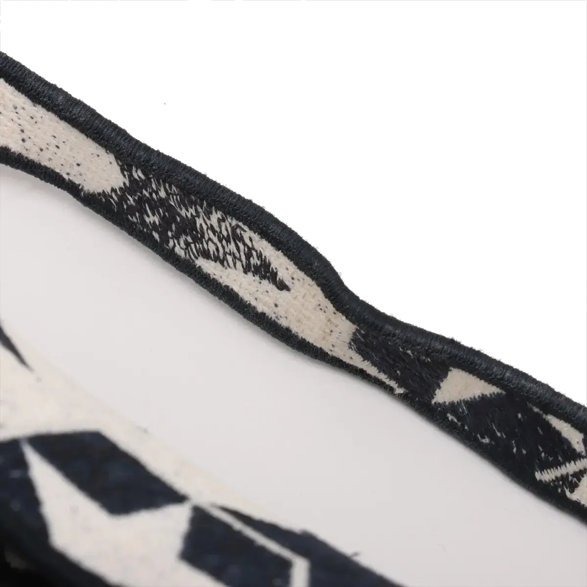 Pre-Loved Saddle Shoulder Bag Star Canvas Medium with Aged Gold Hardware, Navy and White