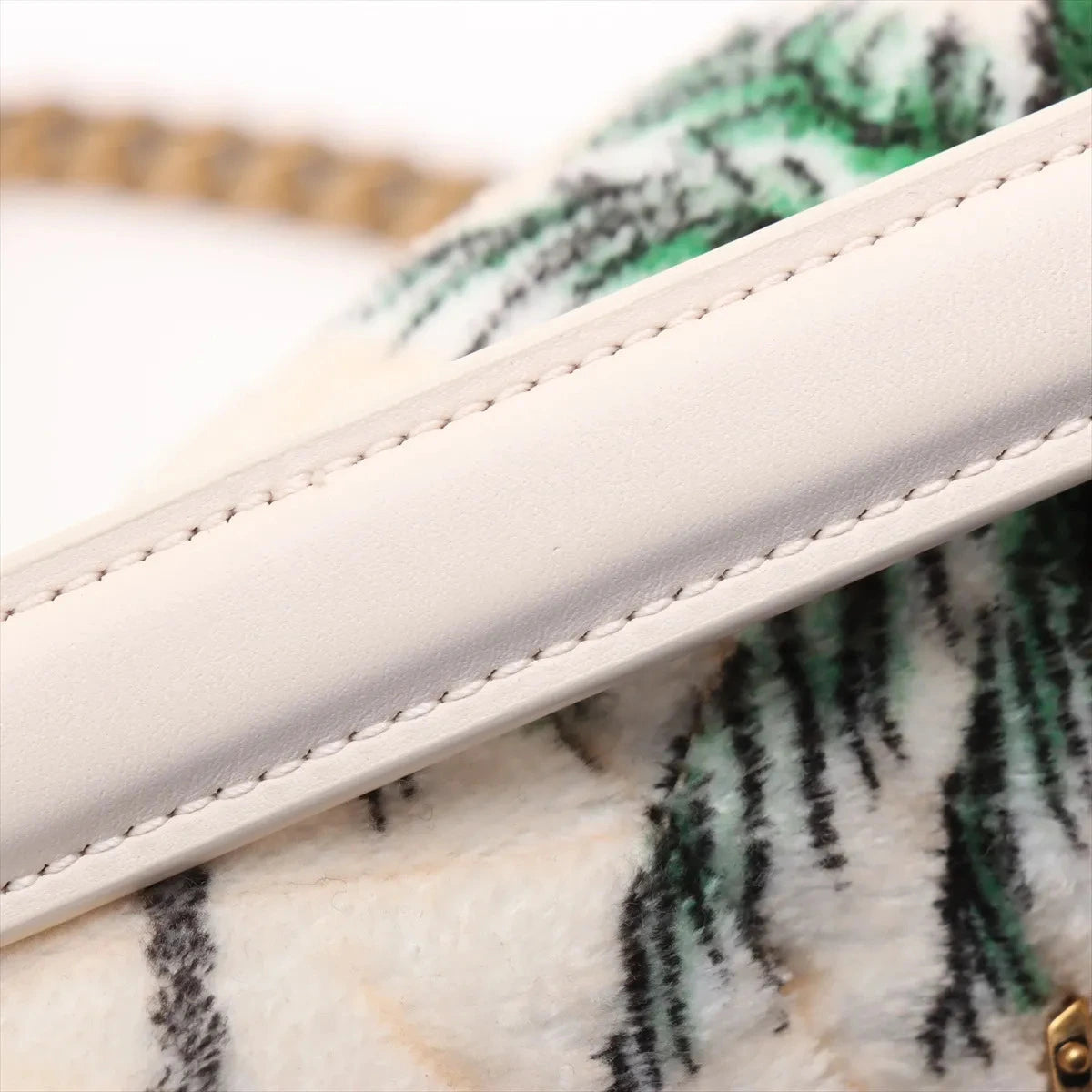 Pre-Loved Loulou Puffer Shoulder Bag Quilted Velvet Small with Aged Gold Hardware, Ivory Multicolor