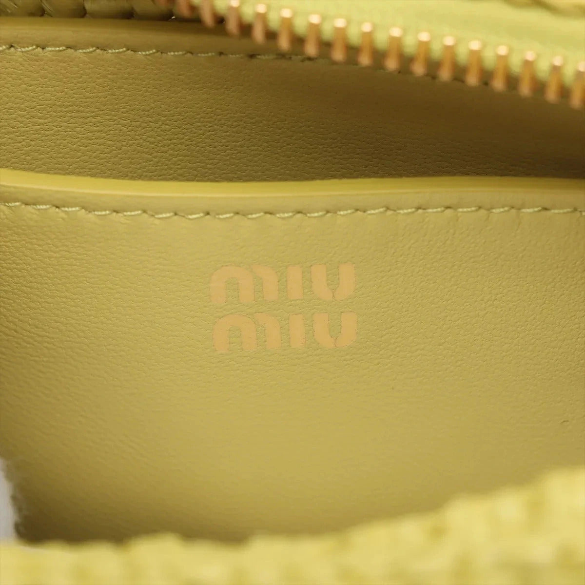 Pre-Loved Crochet Bauletto Handbag Raffia Crochet Mini with Gold Hardware, Yellow
