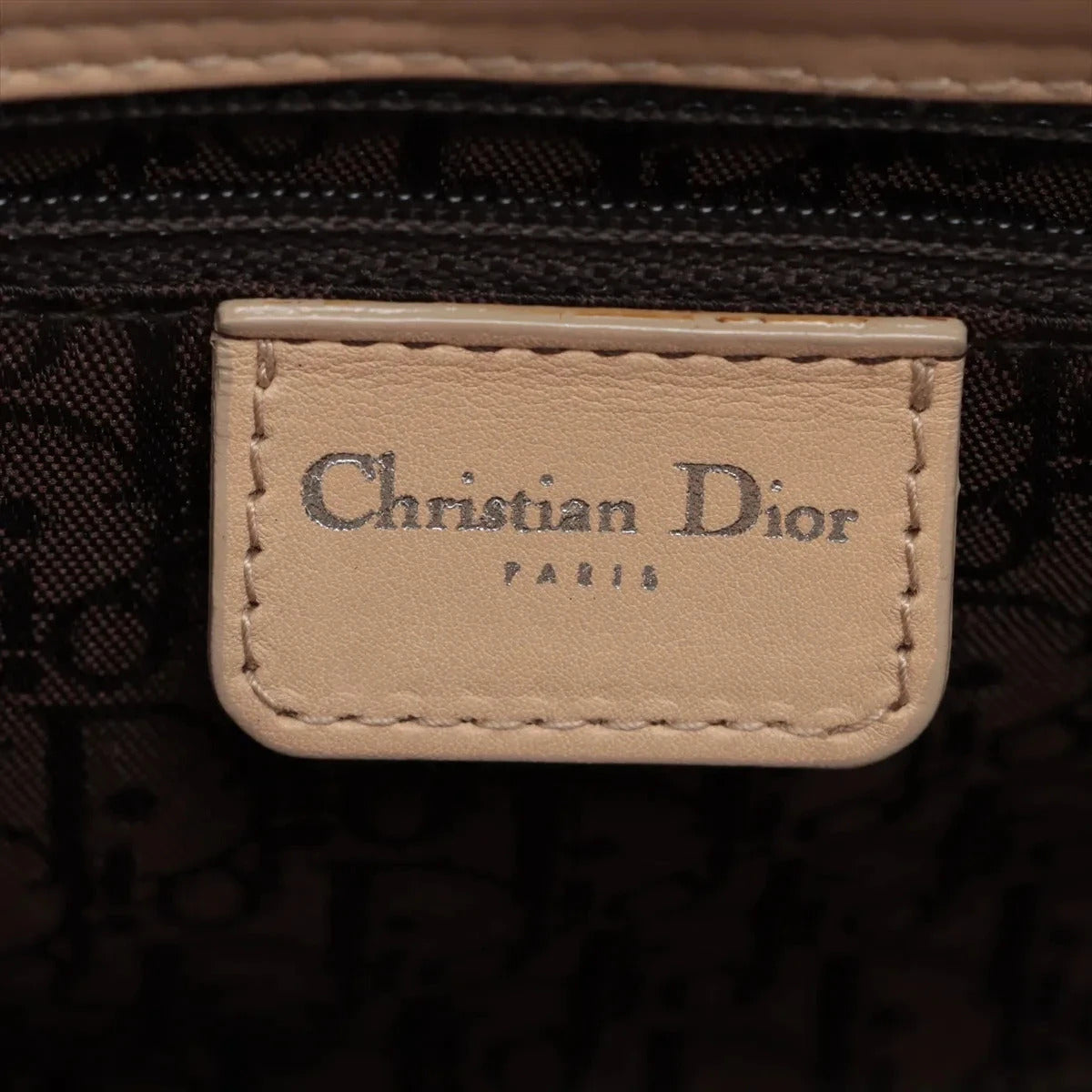 Pre-Loved Lady Dior East West Handbag Cannage Suede with Silver Hardware, Beige