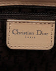 Pre-Loved Lady Dior East West Handbag Cannage Suede with Silver Hardware, Beige