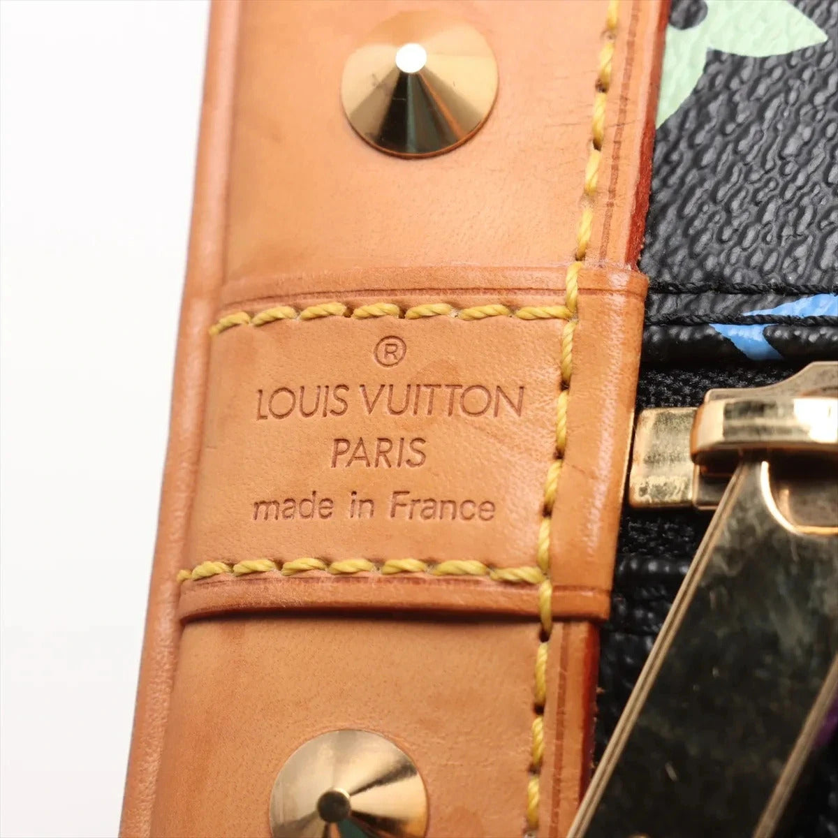 Pre-Loved Alma Handbag Monogram Coated Canvas PM with Gold Hardware, Black Multicolor