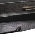 Pre-Loved Shoulder Bag Nova Check Coated Canvas with Silver Hardware, Beige and Black