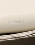 Pre-Loved Crush Sling Shoulder Bag Leather Small with Silver Hardware, Cream