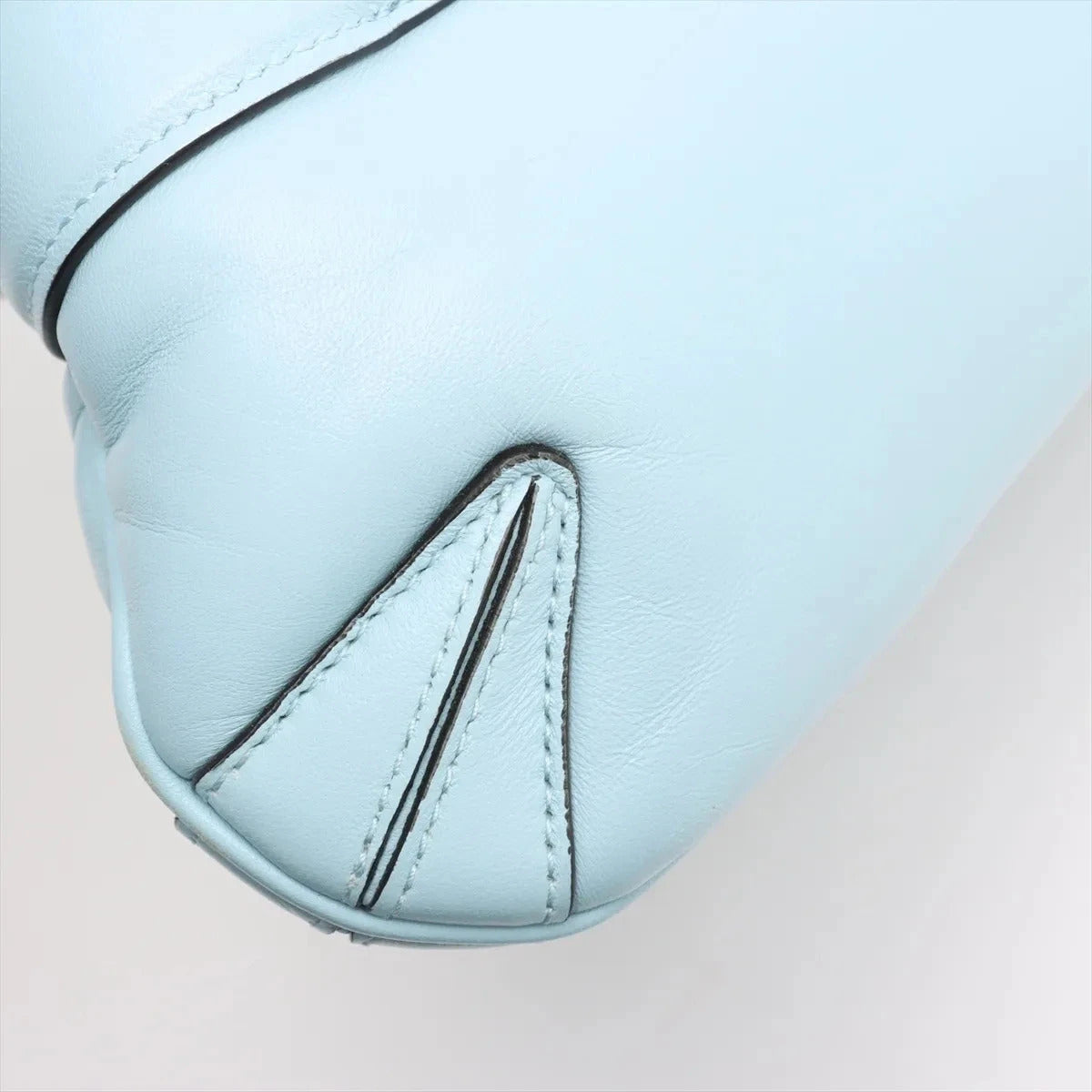 Pre-Loved Horsebit Chain Shoulder Bag Quilted Leather Small with Silver Hardware, Light Blue