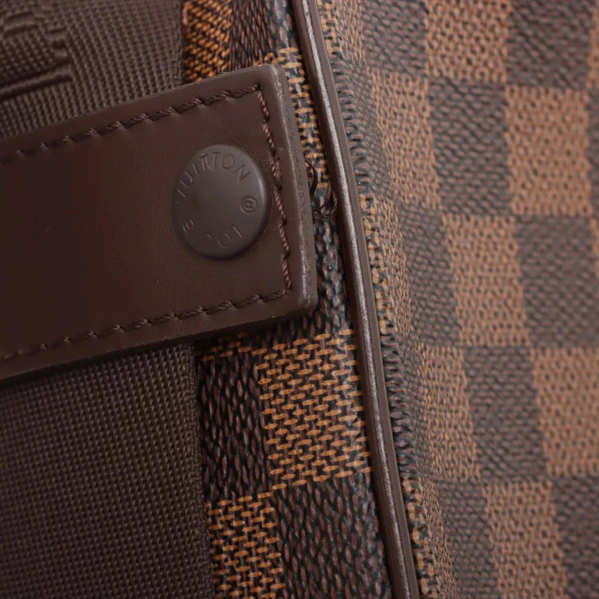Pre-Loved Olav Crossbody Bag Damier Coated Canvas PM with Gold Hardware, Brown