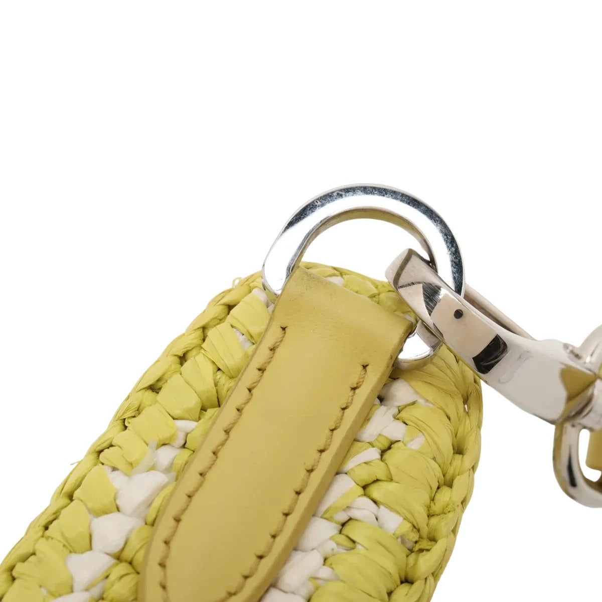 Pre-Loved Re-Edition 2005 Shoulder Bag Crochet Raffia Gingham Mini with Silver Hardware, Yellow and White