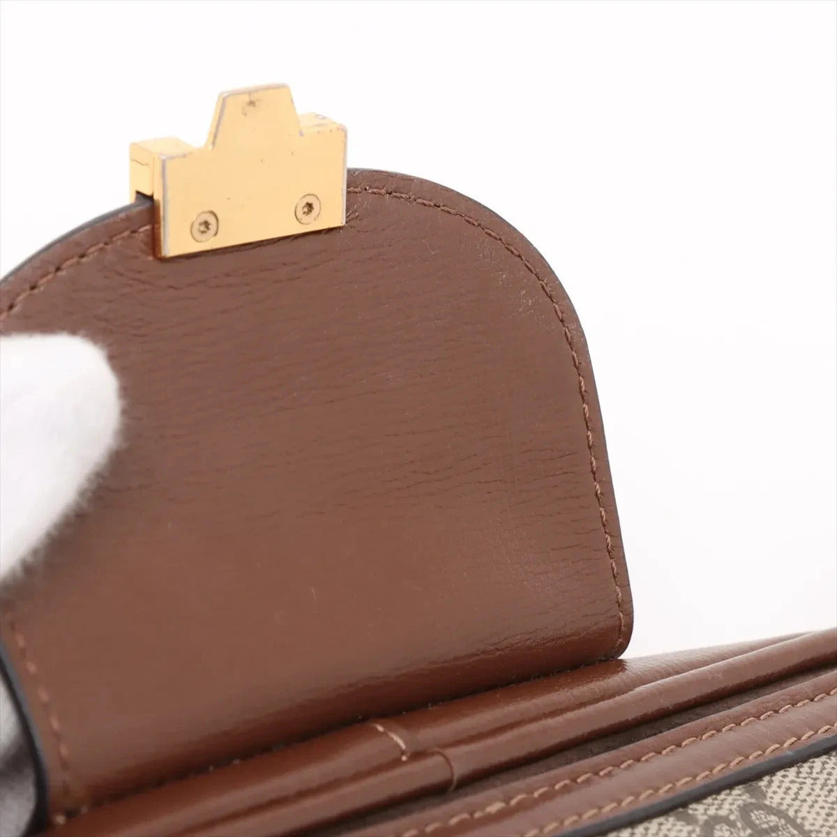 Pre-Loved GG Supreme Crossbody Bag Monogram Coated Canvas Mini with Gold Hardware, Beige/Brown