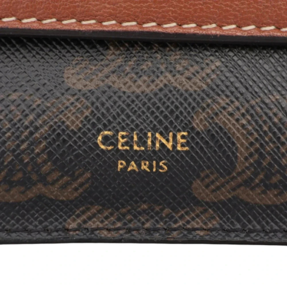 Pre-Loved Triomphe Wallet on Strap Crossbody Bag Triomphe Coated Canvas with Gold Hardware, Brown