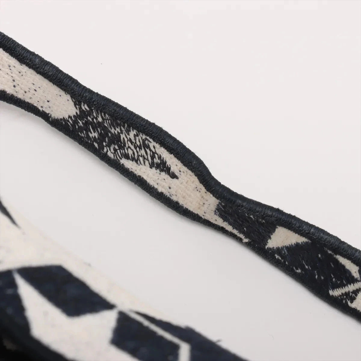 Pre-Loved Saddle Shoulder Bag Star Canvas Medium with Aged Gold Hardware, Navy and White
