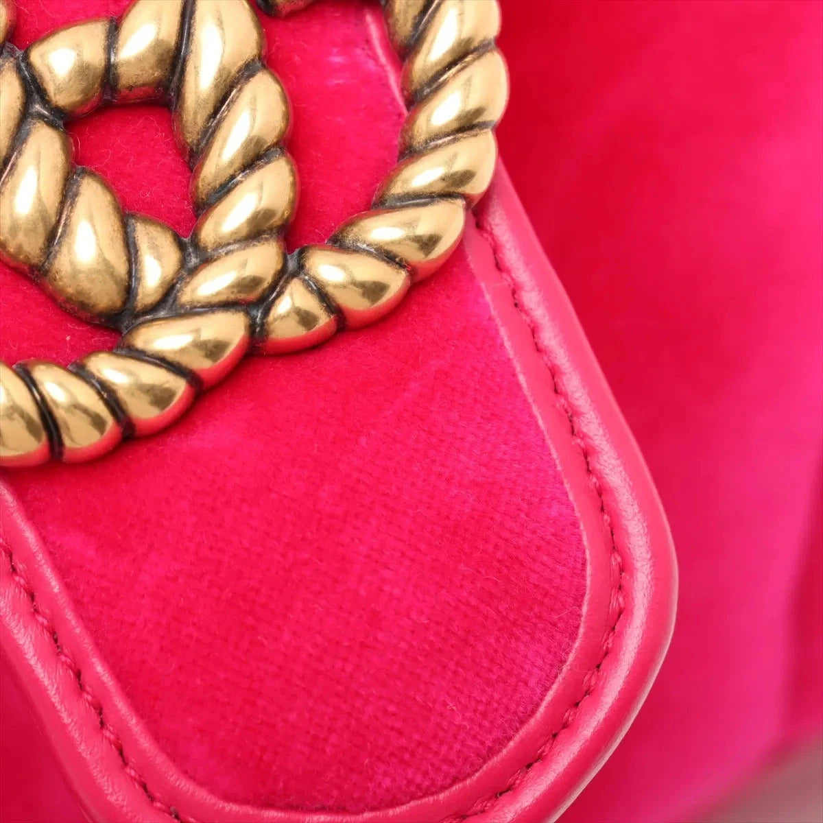 Pre-Loved GG Marmont Shoulder Bag Quilted Velvet Small with Aged Gold Hardware, Pink