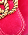 Pre-Loved GG Marmont Shoulder Bag Quilted Velvet Small with Aged Gold Hardware, Pink