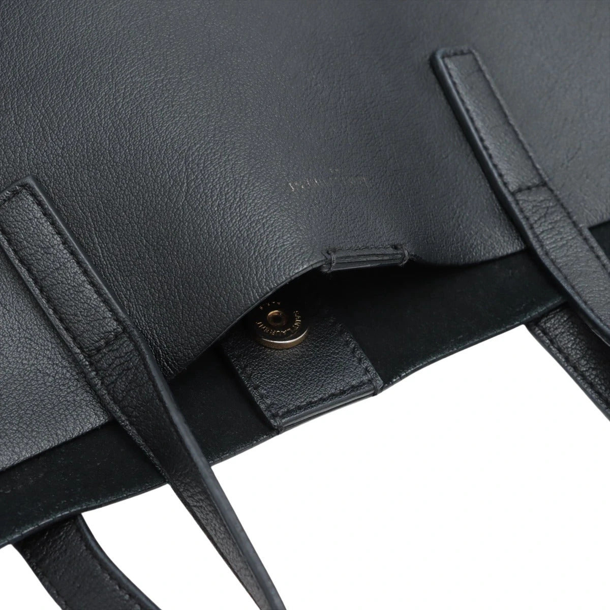 Pre-Loved Shopping Tote Leather with Gold Hardware, Black