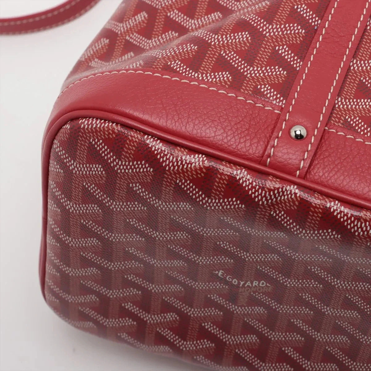 Pre-Loved Petit Flot Bucket Bag Goyardine Coated Canvas Small with Silver Hardware, Red