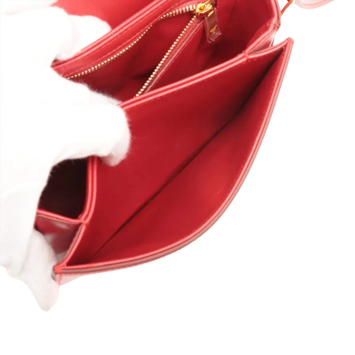 Pre-Loved Triomphe Shoulder Bag Leather Teen with Gold Hardware, Red