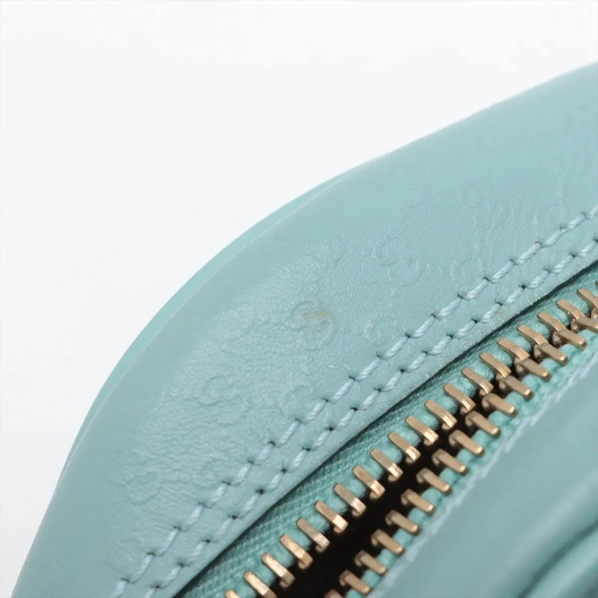 Pre-Loved Boston Handbag Microguccissima Leather Small with Gold Hardware, Light Blue