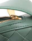 Pre-Loved Sunrise Shoulder Bag Intrecciato Leather Small with Gold Hardware, Sage Green