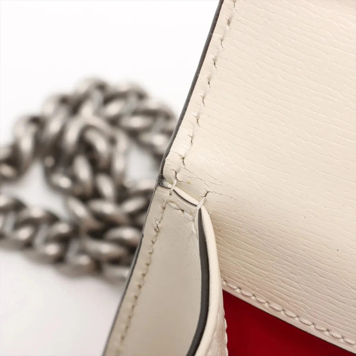 Pre-Loved Dionysus Shoulder Bag Dragon Print Leather Small with Aged Silver Hardware, Ivory
