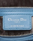 Pre-Loved Lady Dior Handbag Cannage Leather Large with Silver Hardware, Blue