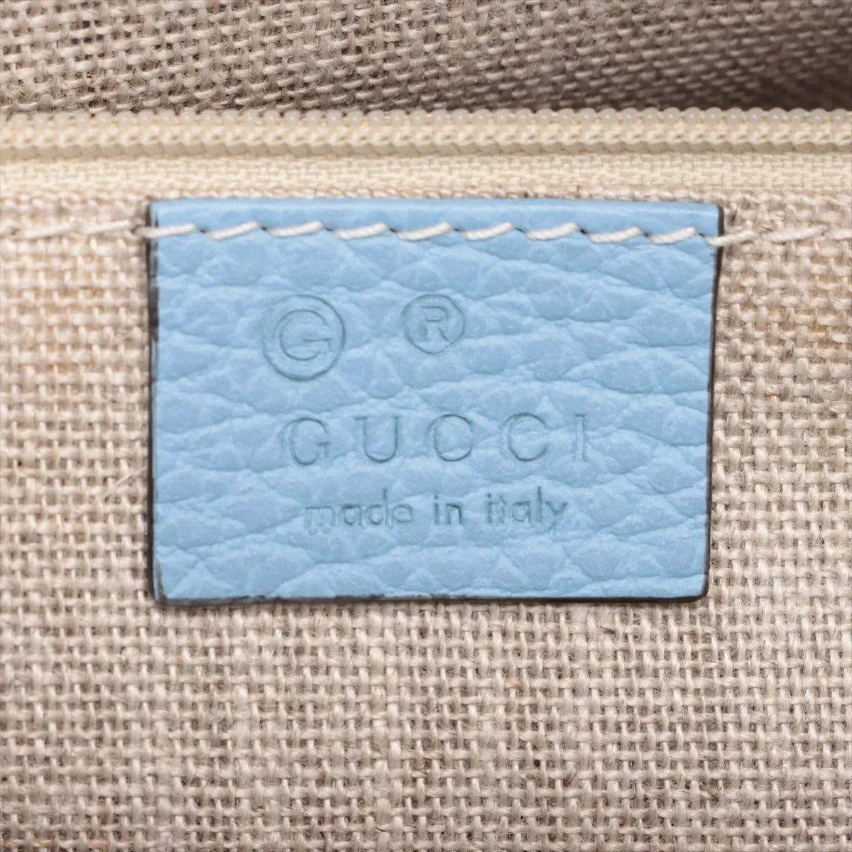 Pre-Loved Interlocking G Charm Tote Leather with Gold Hardware, Light Blue