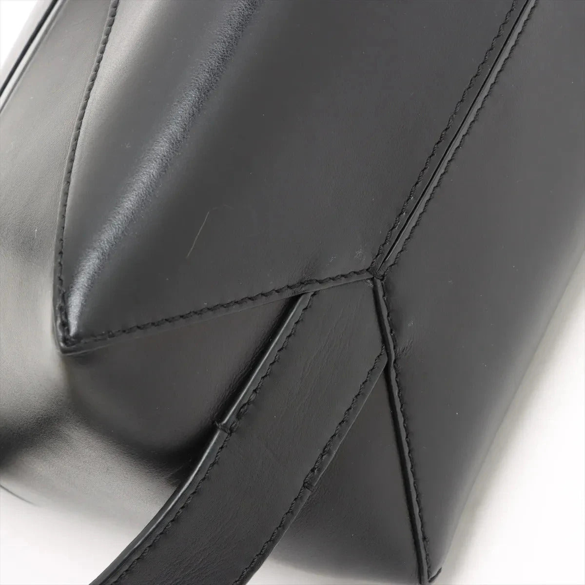 Pre-Loved Puzzle Fold Pouch Pochette Leather with Silver Hardware, Black