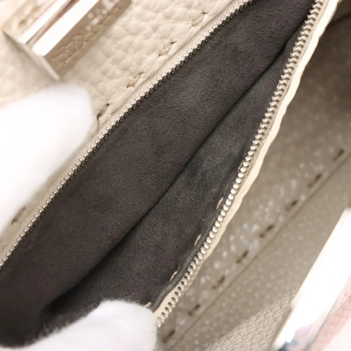Pre-Loved Peekaboo Selleria Handbag Leather Mini with Silver Hardware, Pink