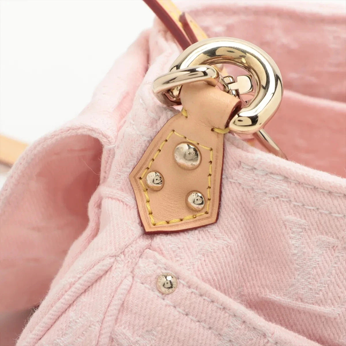 Pre-Loved Sunshine Crossbody Bag Monogram Denim Mini with Gold Hardware, Pink