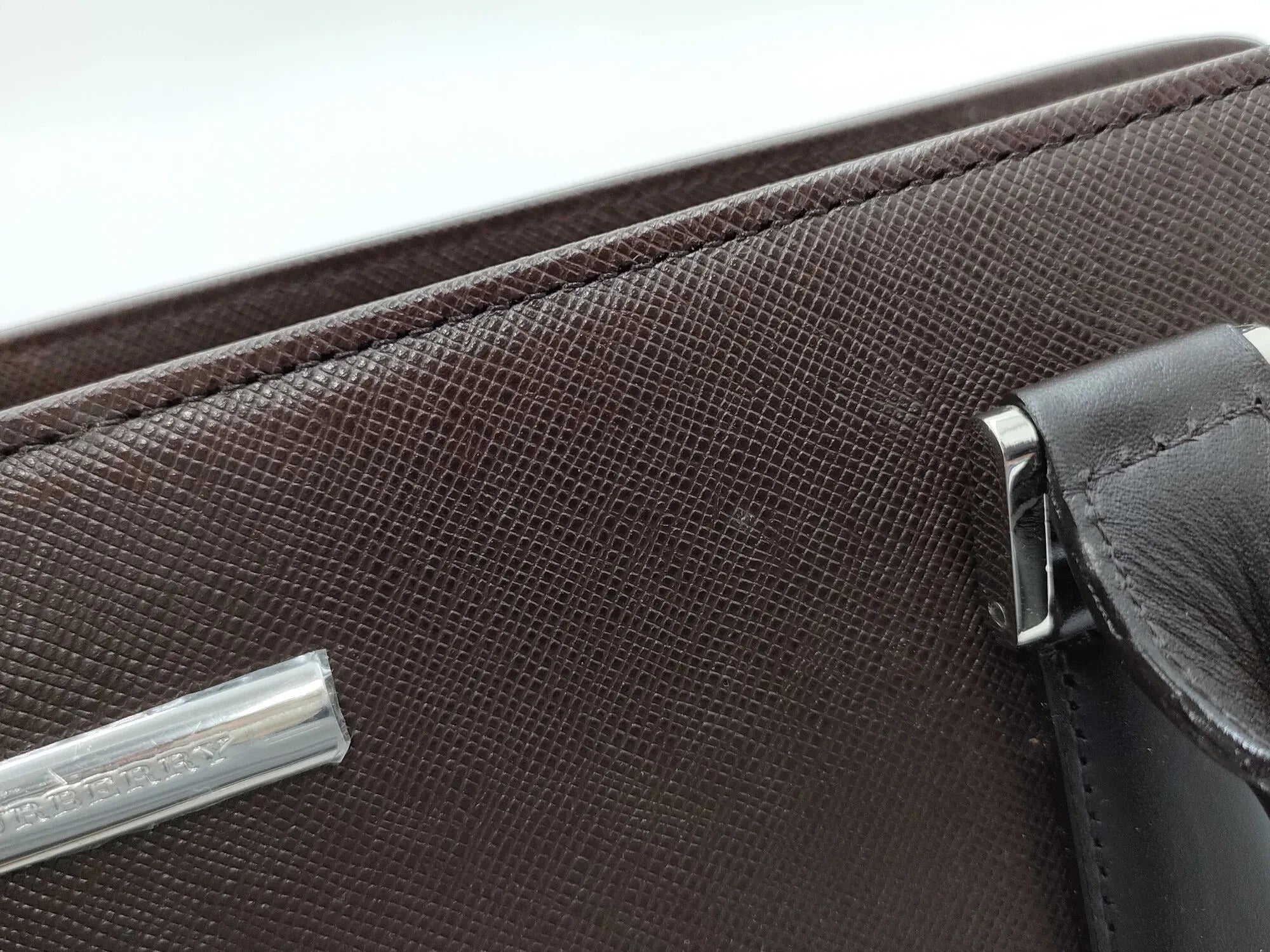 Pre-Loved Tote Leather with Silver Hardware, Dark Brown