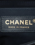 Pre-Loved Chevron Flap Bag Shoulder Bag Chevron Leather Small with Gold Hardware, Navy Blue