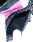 Pre-Loved Classic City Handbag Striped Leather Small with Aged Bronze Hardware, Black, White, Pink, Red