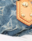 Pre-Loved Pleaty Handbag Monogram Denim Small with Gold Hardware, Blue