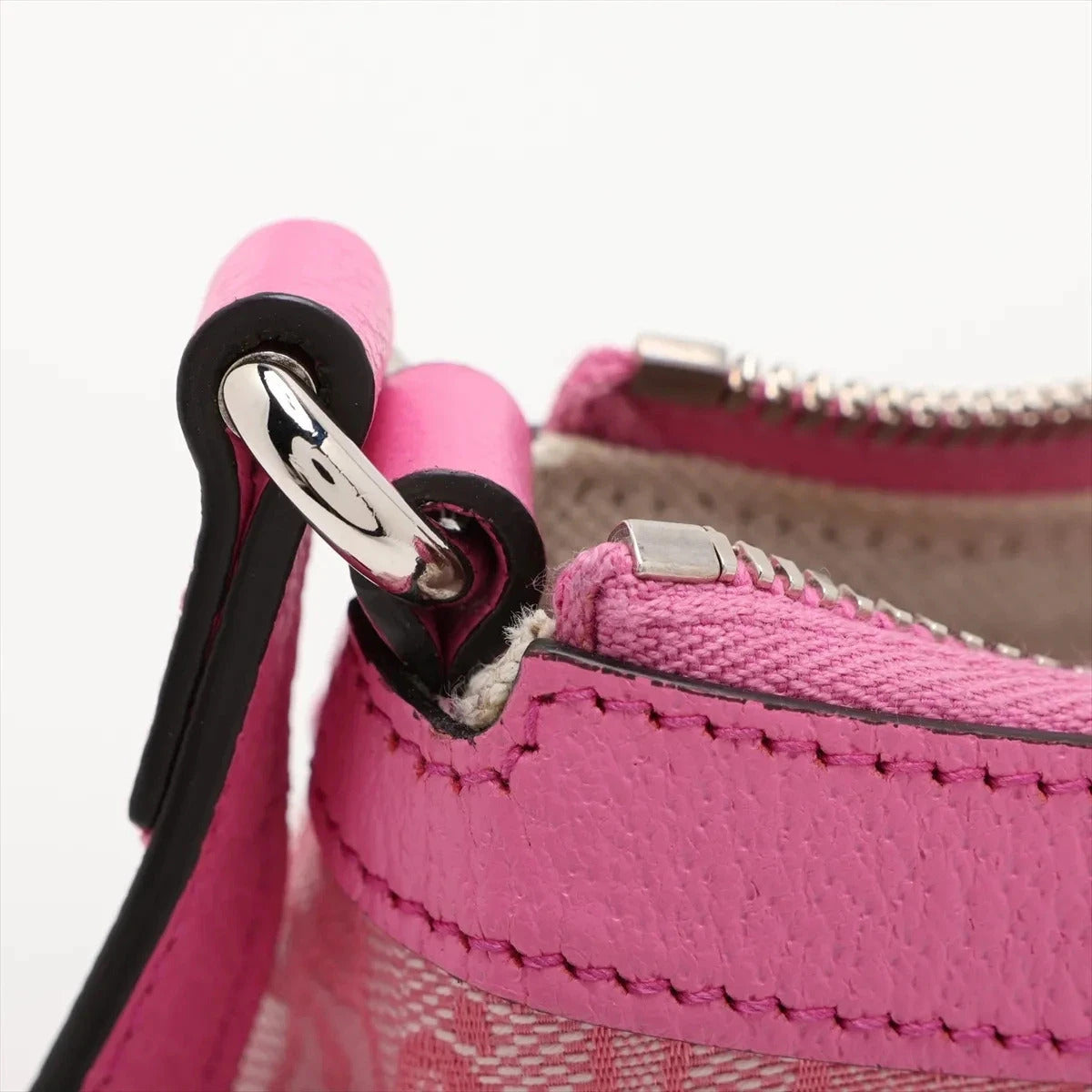 Pre-Loved GG-P Half-Moon Shoulder Bag Monogram Coated Canvas Small with Silver Hardware, Pink