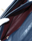 Pre-Loved Trendy CC Handbag Quilted Leather Small with Gold Hardware, Navy