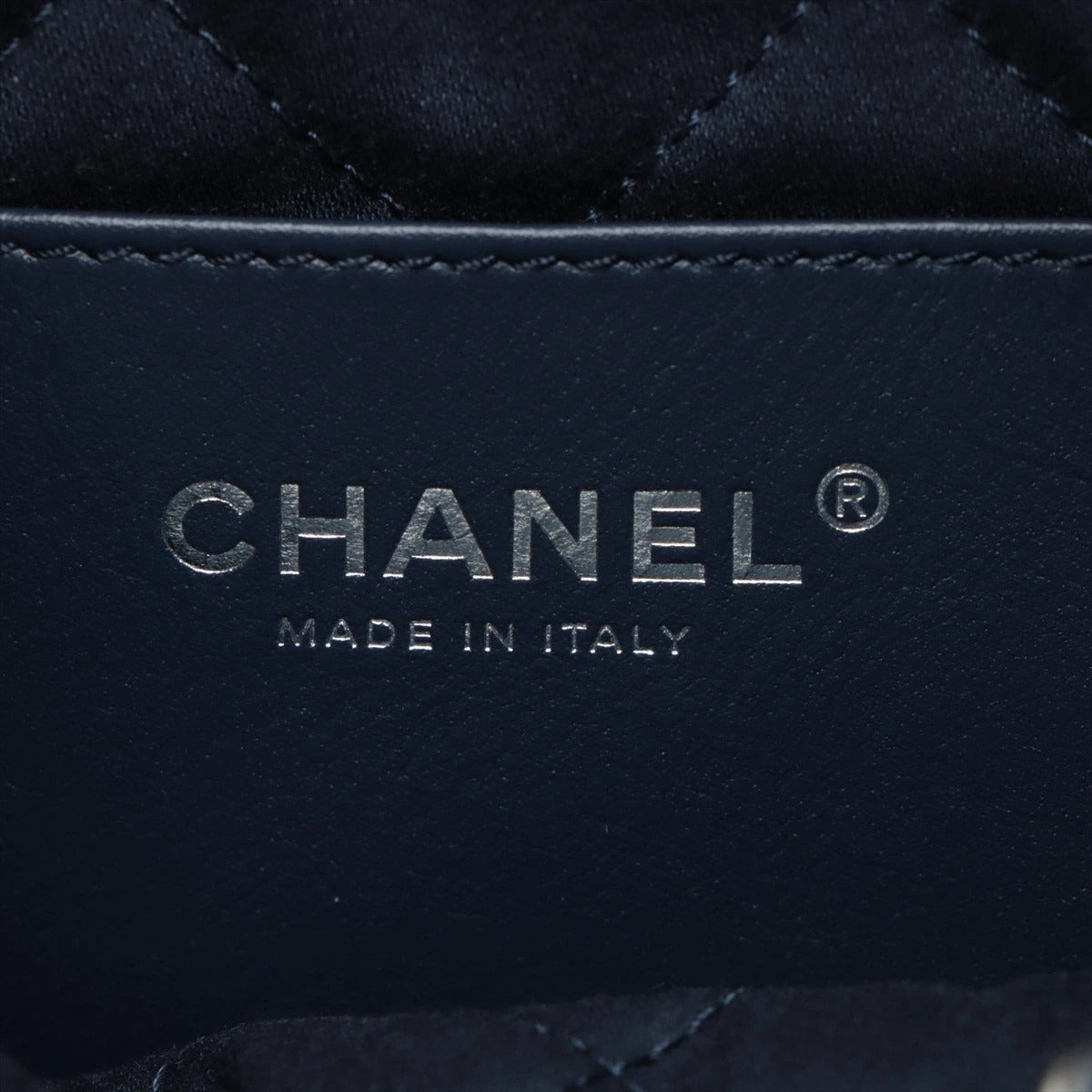 Pre-Loved Chanel 22 Tote Quilted Denim Mini with Silver Hardware, Blue