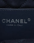Pre-Loved Chanel 22 Tote Quilted Denim Mini with Silver Hardware, Blue