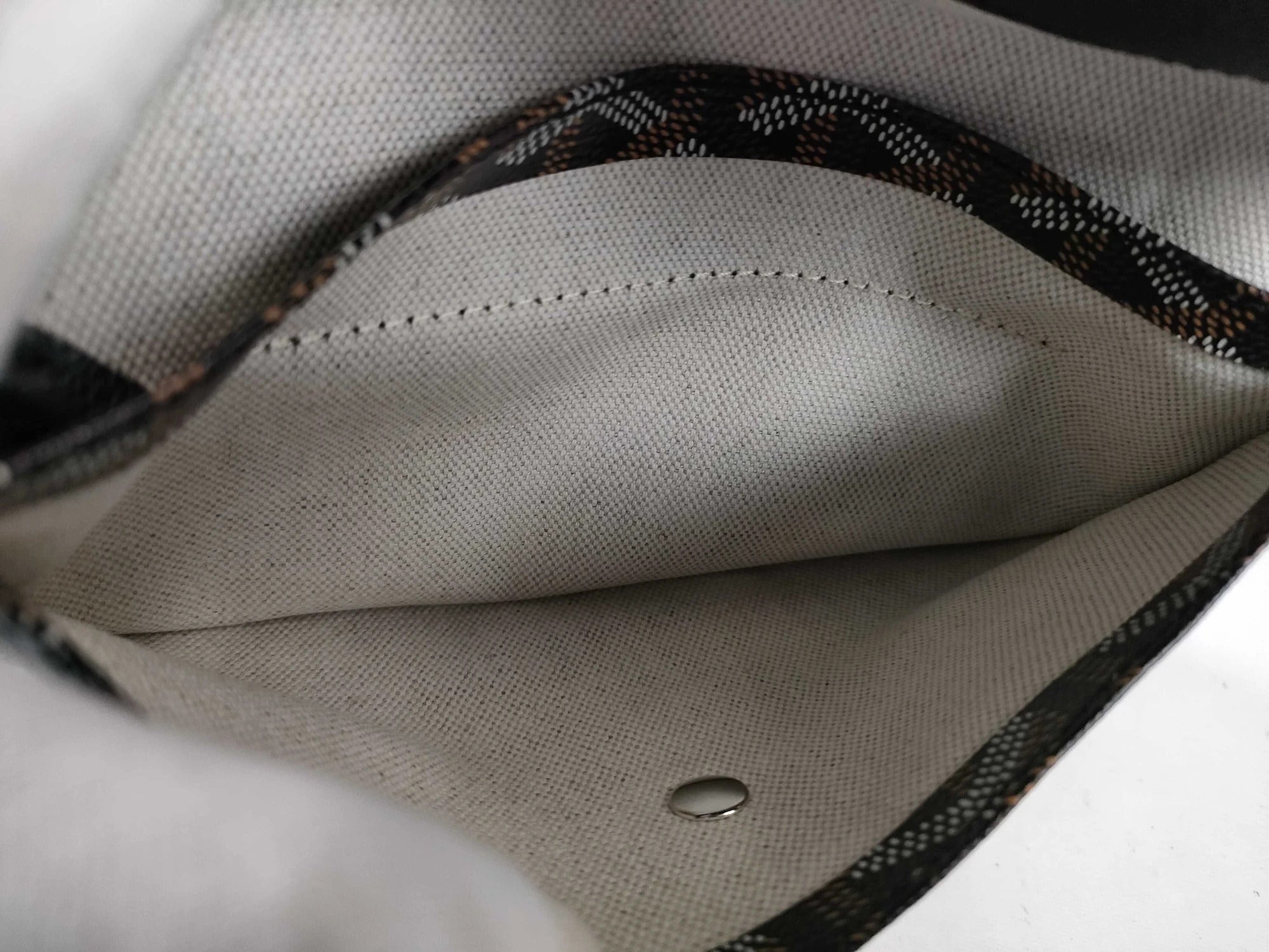 Pre-Loved Saint Louis Tote Goyardine Chevron Coated Canvas GM with Silver Hardware, Black/Brown